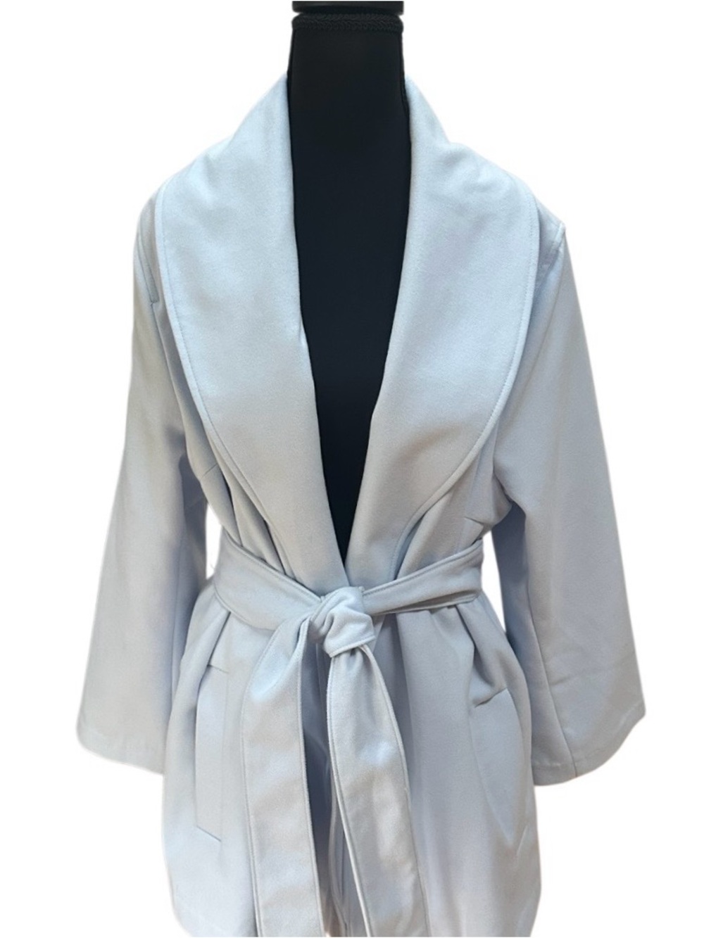 Banana Republic Davenport Blue Belted Short Shawl Collar Pea Coat Worn Twice XL - Picture 10 of 11
